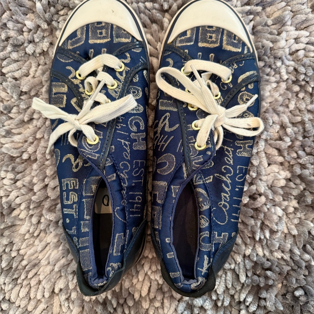 Coach Blue Sneakers with White and Gold Accents